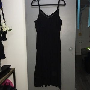 Black shin length dress